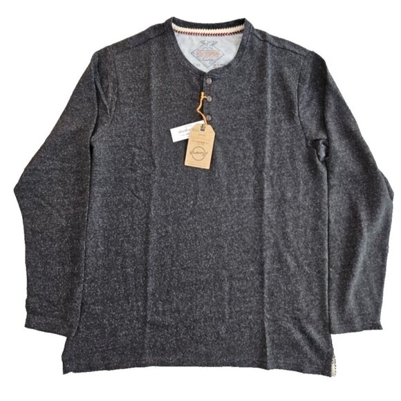 Weatherproof Vintage Shirt Men's Henley XL Black Heathered Long Sleeves NWT - Picture 1 of 14